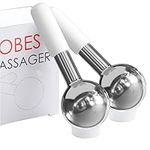 Unbreakable Stainless Steel Ice Globes for Facials, Cooling Roller for Face, Neck & Eyes, Cryo Sticks for Skin Care, Targets Dark Circles, Puffiness, Wrinkles, and Collagen Productions, White