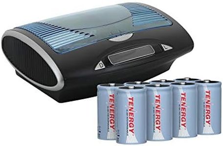 Tenergy T9688 Universal LCD Battery Charger + 8 Pack D Size 10000mAh NiMH Rechargeable Batteries UL Certified