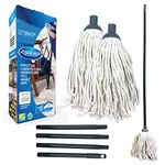 Cotton Floor Mops High Quality Mop System with Super Absorbent Cotton Mop Head, 110cm Metal Mop Handle and Extra Mop Head Refill Effective Cleaning Mop For Home, Office and Commercial Use