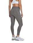 TCA Women's High Waisted 7/8 Leggings– Tummy Control Buttery Soft Leggings with 2 Open Side Pockets for Running, Gym, and Yoga - Charcoal, XL