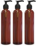 Empty Lotion Pump Bottles, BPA-Free Refillable Plastic 8 Oz Amber PET Containers, Great for - Soap, Shampoo, Lotions, Liquid Body Soap, Creams and Massage Oil's, 3 Pack