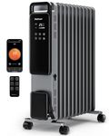 Pro Breeze Smart 2500W 11 Fin Oil Filled Radiator with Digital Display and WiFi Smart App, Thermostat, 24Hr Timer, 3 Heat Modes, Child Lock, Overheat & Tip-Over Protection Oil heater for Home - Silver
