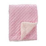 CREVENT Cozy Soft Fleece Warm Sherpa Backing Baby Throw Blanket for Infant Toddler Crib Cot Stroller Gift for Baby Girls (75cmX100cm Pink Dot)