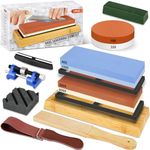 RISEMART Knife Sharpening Stones Set, Professional 400 1000 3000 8000 Grit Whetstone for Sharpening Knives with Non-Slip Base, Flattening Stone, Angle Guide, Honing Guide (12 Pcs)