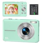 Digital Camera 1080P 44MP Compact Digital Camera 16X Digital Zoom with 2.4" LCD Screen, Point and Shoot Digital Camera Vlogging Camera for Kids, Teenagers, Beginners, Boys, Girls(Green)