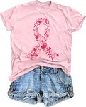 QAUN Breast Cancer Shirt Women Pink Ribbon Shirts Breast Cancer Awareness Tshirt Inspirational Tops(Pink3, Large)