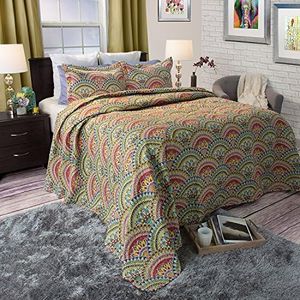 Lavish Home Melanie Printed 3-Piece Quilt Set, King