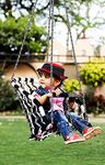 Patiofy Jhula for Baby || Suitable for 1 to 5 Years Babies & Kids || for Indoor & Outdoor Use || Cotton Rope Baby Hanging Swing (White-Black)