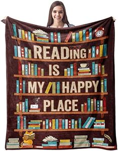 CUJUYO Book Lovers Gifts Blanket - Librarian Gifts Throw Blankets 60"x50" - Book Club Gifts for Reading Lover Bookish - Literary Gift Ideas - Best Bookworm Gifts on Birthday Christmas Graduation