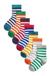 K Collection Kids Ex Store Socks - 7 Pack - Cotton Rich - Stripe Design Socks - Assorted Colours - UK Shoe Size 4-6