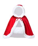 BEAUTELICATE Wedding Cape Hooded Cloak for Bride Winter Reversible with Fur Trim Free Hand Muff Hip-length Apple Red