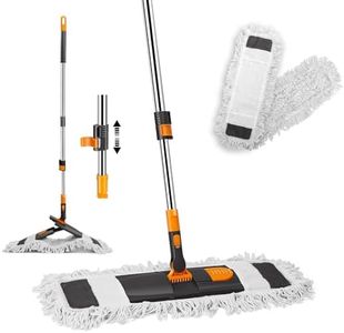 Myiosus Industrial Mop, 60cm Large Flat Floor Mop with 2 Absorbent Cotton Mop Heads for Cleaning Floors, Commercial Dust Dry Wet Mops with 126cm Telescopic Handle for Home, Garage, Office, Warehouse