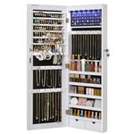 SONGMICS Hanging Jewelry Cabinet, Wall-Mounted Cabinet with LED Interior Lights, Door-Mounted, White UJJC99WT