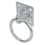 2x 50mm Galvanised Steel Ring on Face Plate - Wire Rope Lashing Cable Loop Mount - Loops