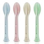 Portable Tableware, 4 Pcs Eco-Friendly 3-in-1 Knife, Fork and Spoon for Student Dinnerware, Picnic, Camping, Daily Use (Beige, Pink, Green, Blue)