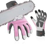 Vgo... Chainsaw Gloves for Women 12-Layer Saw Protection on Both Hands Cow Leather Gloves (Size S,Pink,CA9760)