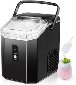EUHOMY Nugget Ice Maker Countertop with Handle, Ready in 6 Mins, 33lbs/24H, Removable Top Cover, Auto-Cleaning, Portable Pebble Ice Maker with Basket and Scoop, for Home/Party/Camping. (Black)