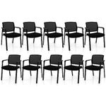 Giantex Reception Room Chair Set - 10-Pack Waiting Room Chairs, Mesh Back Stacking Chairs with Metal Frame & Padded Seat, Lobby Chairs, Guest Chairs with Armrests, Office Chairs No Wheels Set of 10