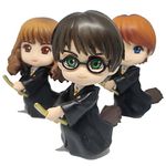 Tinion|| Harry Potter 3pc Set with Broom Action Figure Special Edition Action Figure for Car Dashboard, Decoration, Cake, Office Desk & Study Table (Pack of 3) (Height-8 cm)