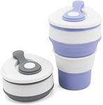 Beowanzk 2 Pcs Collapsible Coffee Cup Silicone with Lids (350 ml), Portable Coffee Cup, Coffee Cup Travel Mug, Travel Mugs for Hot Drinks, Travel Coffee Mug, Reusable Coffee Cups