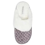 Laura Ashley Women's Slippers, Plush Chenille Memory Foam Scuff Slide Slippers, Non Slip Rubber Soled Indoor/Bedroom Shoes, Slip On Slippers for Women, Grey, Large