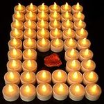 Pandaing Lasts 2X Longer Flameless Tealight Candles [50 Pack, Batteries Included], Realistic Tea Lights Candles, Flickering Bright Tealights, Battery Operated Unscented Candles