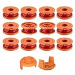 14PCS WA0010 WA0004 Replacement Trimmer Spool & Cover Set, 0.065" Weed Eater Lines Caps for Worx String Trimmer Weed Eater WG154 WG163 WG160 WG180 WG175 WG155 WG151 (12 Spools + 2 Caps)