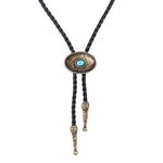 COOLLA Bolo Tie Cowboy Neckties Leather Choker Necklace Vintage Turquoise Pendant for Women,Men (Bronze)