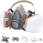 Reusable Respirators Half Facepiece Cover - ANUNU Paint Respirator with Filters Against Dust Organic Vapors Gas Sawdust For Paint Epoxy Resin Welding Chemical Woodworking