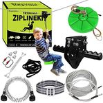 TT TRSMIMA 120 Feet Zip Line Kit for Kids and Adult Up to 330 lb with Zipline Spring Brake and Safety Harness, Zip line Trolley with Handle and Thickened Seat,for Backyard Playground Entertainment