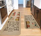 YHK Kitchen Rug Mat Sets 2 Piece, Farmhouse Non Slip Kitchen Rug Runner, Washable Non Skid Kitchen Rugs, Kitchen Floor Mat for Hallway Entryway Laundry Room (Heart)