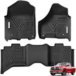 YITAMOTOR Floor Mats Fit for 2013-2018 Dodge Ram 1500/2500/3500 Crew Cab, 2019-2024 Ram 1500 Classic Crew Cab 1st & 2nd Row All Weather Custom Fit Heavy Duty Floor Liners Black