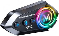 Motorcycle Helmet Blueototh Headset Speakers with Hifi Sound,Noise Cancellation,1000mAh Battery,25 Hours Use,Boom Mircrophone,Easy to Install Use with Golves,IPX6 Waterproof,Voice Assistant,FM