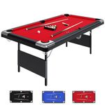 6 Ft Billiards Table, Adults Folding Billiards Tables, Portable Pool Table, Pool Tables Set for Family Game Room, Adult Rrec Room, Basements, Man Cave or Garage