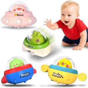 KIDS KING 4PCS Animal Press to Go Car Toys for Toddlers 1-3, Push Go Friction Car Toys for 6-18 Months Baby, Animal Space Racing Cars, Infant Play Vehicle Set, Birthday Gifts for 1 Year Old Boy & Girl