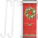 Wreath Hangers for Front Door,15 in Door Hanger Hook Clear Wreath Hanger,2 Pack Non Scratch Over The Door Hooks Fall Halloween Christmas Decorations Indoor Outdoor,Welcome Sign for Front Door Decor