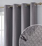 HLC.ME Siena Decorative 100% Full Blackout Thermal Insulated Window Curtain Drapes Grommet Panels for Living Room & Bedroom - Energy Savings & Soundproof, Set of 2 (50 x 84 inch Long, Charcoal Grey)