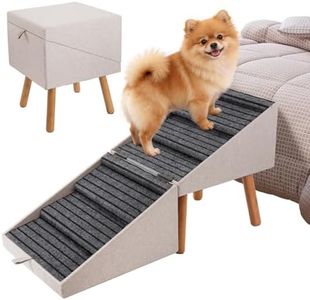Dog Ramp for Bed & Couch, Dog Stairs 21.06 inches High for Large/Medium/Small Doggie, Foldable 2 in 1 Wooden Pet Steps for Puppy Older and Injured Dogs, Split Ottoman Design, No-Slip Surface（Apricot）