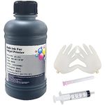 AYMSous Black Ink Refill Ink Kit Dye Ink 250ml for HP Inkjet Printers Refillable Cartridge CISS CIS System (9 oz) with Syringe & Glove