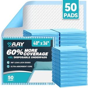 AAY 50 Count Extra Large Disposable Underpads for Incontinence, 40"x36" Super Absorbent Leak-Proof Bed Pads for Adults, Elderly, Kids, Pee Pads, Chucks Pads, Furniture & Surface Protection Pad