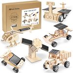 NautyDaddy 6-in-1 Solar STEM Building Kit, Wooden DIY Construction Set with Satellite, Helicopter, Cars, Educational Science Toy for Kids Ages 6-14 Years (1)