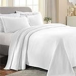 Superior Paisley Jacquard Matelassé Cotton Bedspread with Matching Shams, Queen, White