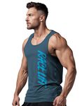 3Colours RGB Men's Active Wear Sleeveless Tank top, Gym Vest, Leisure wear Race Lift (Large, Blue)