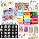 Slime Kit - Slime Supplies Slime Making Kit for Girls Boys, Kids Art Craft, Crystal Clear Slime, Glitter, Slime Charms, Fishbowl Beads Girls Toys Gifts for Kids Age 3+ Year Old