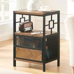 MNEETRUNG End Table, Side Table with Storage, Bedside Tables with Door, 3-Tier Nightstand for Small Space, Living Room, Bedroom, Brown