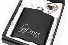 Engraved Hip Flask Gift Set, 6oz, Black/Silver, Personalized Design Options, Funnel Included (Minimalist, 6oz Black)