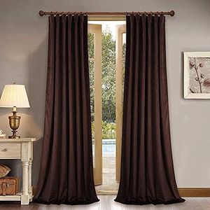 StangH Loft Velvet Curtains Blackout Drapes Interior Decor Large Window Covering with Rod Pocket & Back Tab for High Ceiling/Backdrop, Chestnut, 52 x 120 Each Panel, 2 Pcs