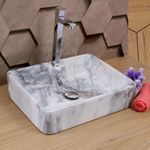 HISRE Table Top Wash Basin For Bathroom | Over Counter Top Wash Basin For Living Room | Washbasin Countertop | Tabletop Ceramic Bathroom Kitchen Sink (18 x 14 x 5.5 Inch) (SKT1106)