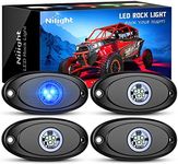 Nilight LED Rock Light 4PCS Blue Light Pods Waterproof Under Body Wheel Well Light Exterior Interior Lights for Car Truck Pickups ATV UTV SUV Motorcycle Boat