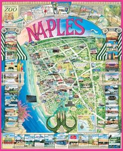 White Mountain 1000 Piece Jigsaw Puzzle Coastal Landmarks Map Puzzles with Large Pieces Gift for Adults and Family 24"x30" - Naples Florida States